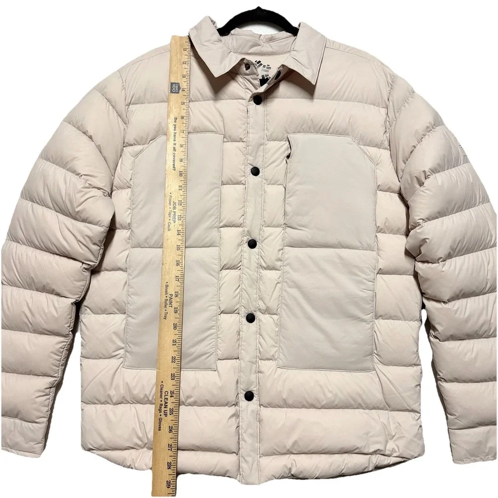 Obermeyer Quilted Shirt Jacket Cream Puffer Down Shacket Snap Button Mens Medium